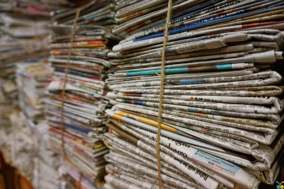 stack of bundled newspapers