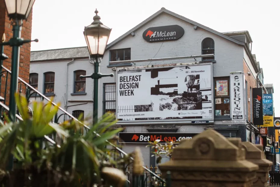 building with advertising board in Belfast Northern Ireland