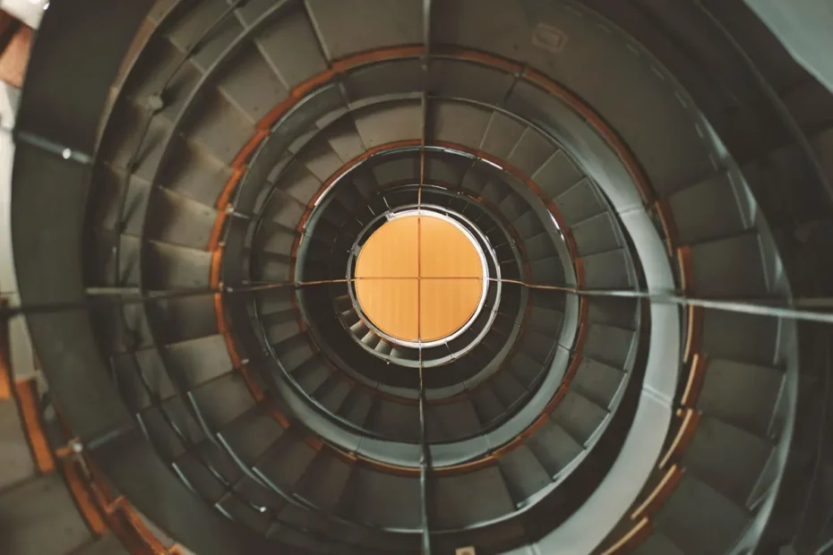 view down a spiral staircase