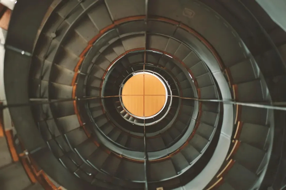 view down a spiral staircase