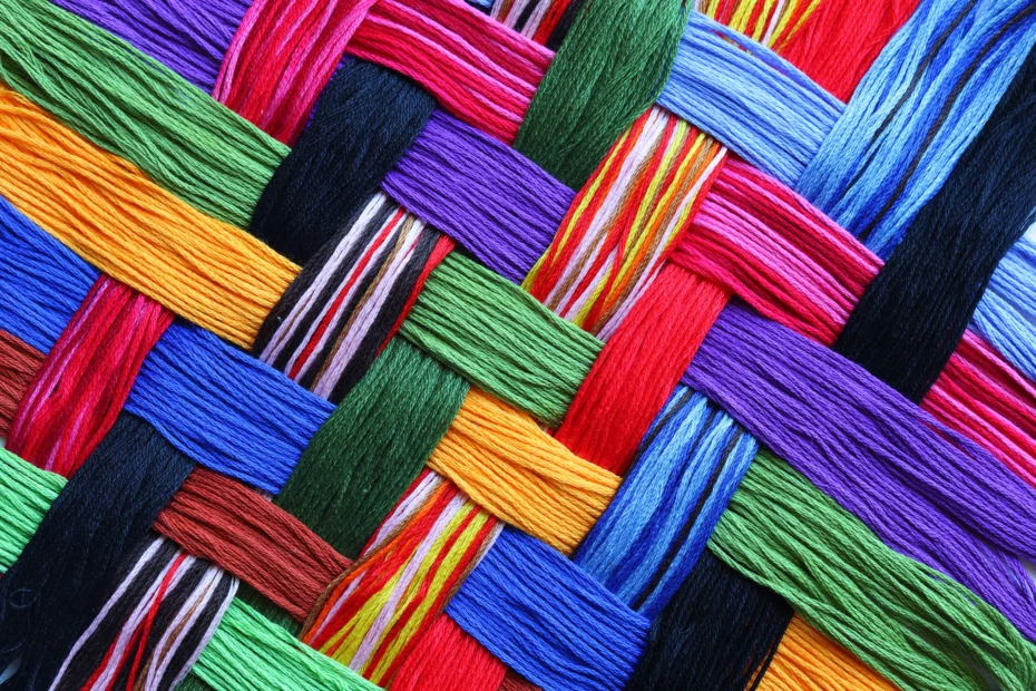woven strings of coloured cotton