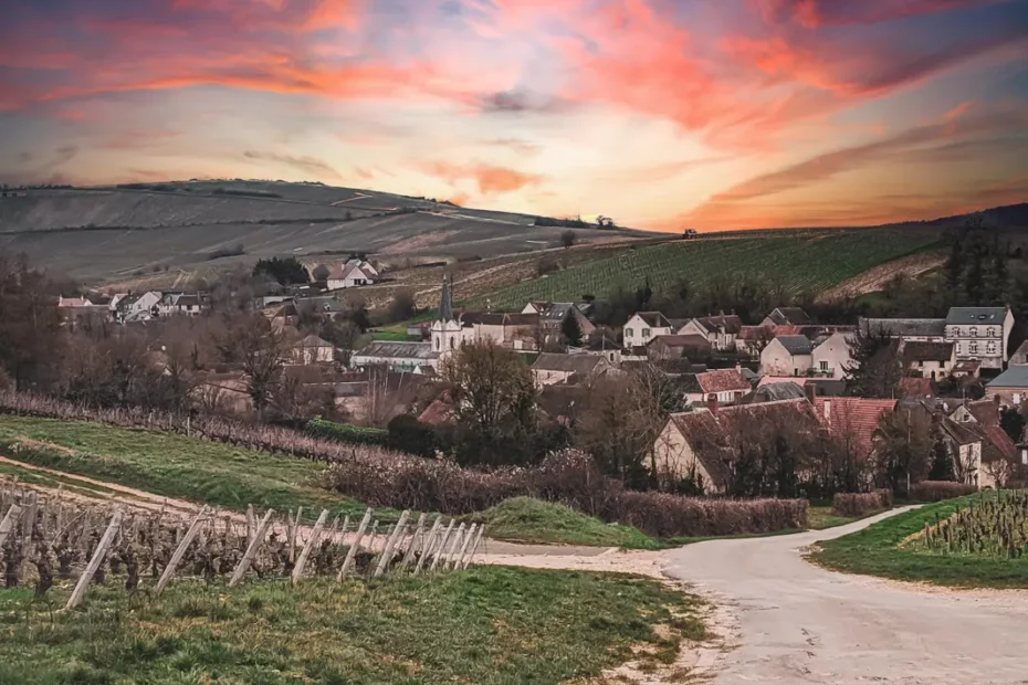 rural village with hills in background