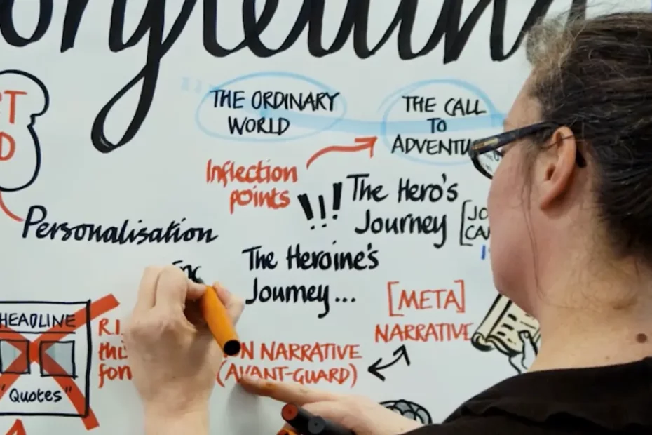 person writing with marker on white board