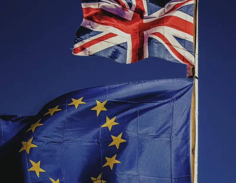 EU and Union Jack Flags
