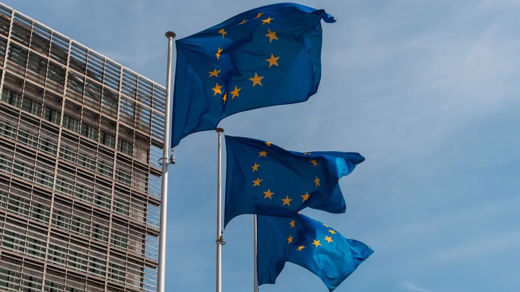 EU Flags on flag poles