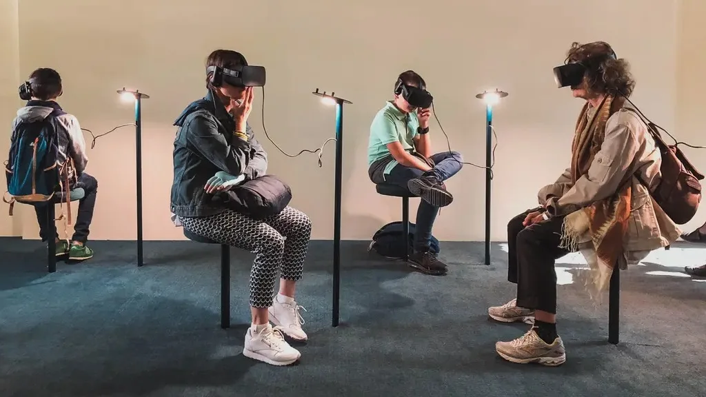 People wearing VR headsets