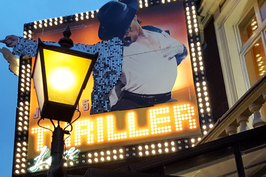 image of theatre sign - advertising Micheal Jacksons Thriller