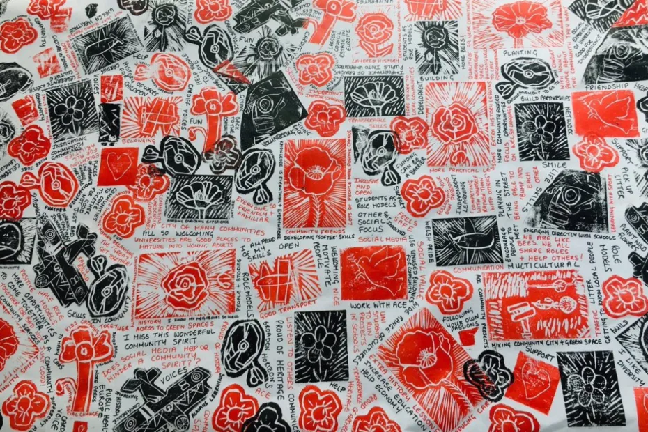 sheet with prints stamped on it