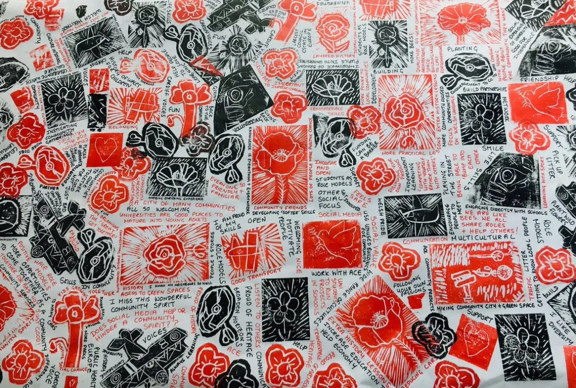 sheet with prints stamped on it