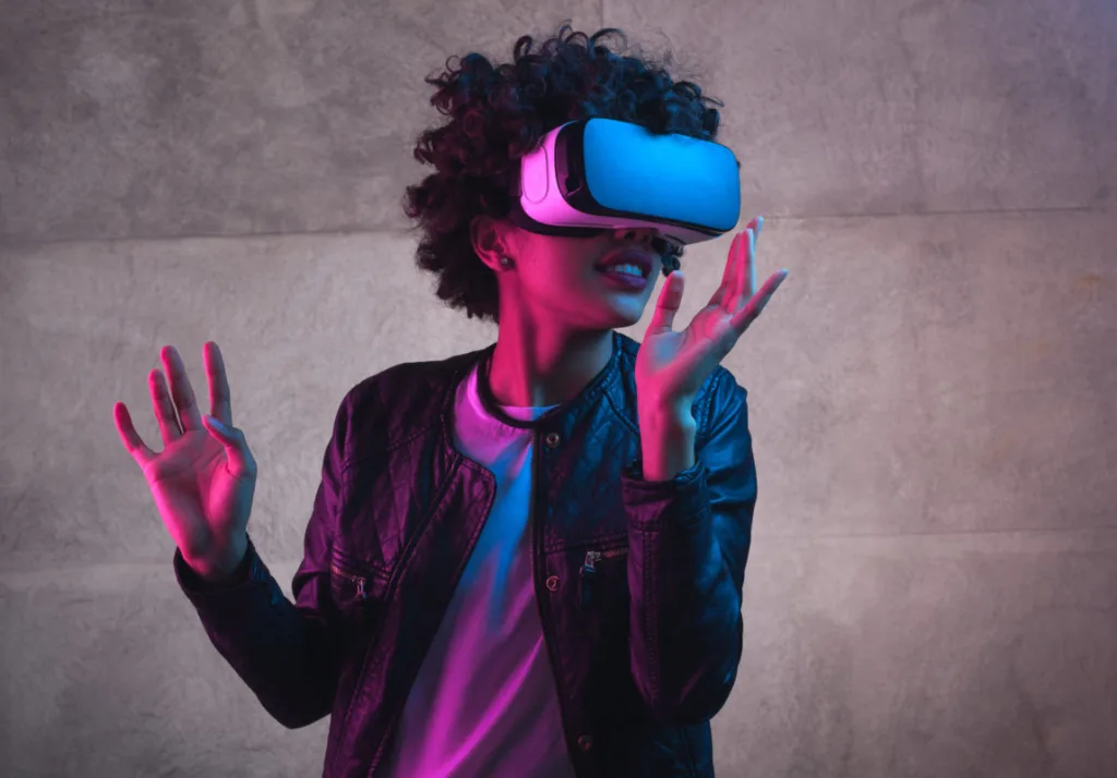 Boy wearing VR Headset
