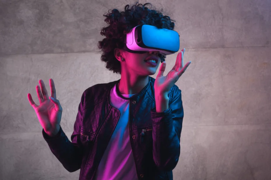 Boy wearing VR Headset