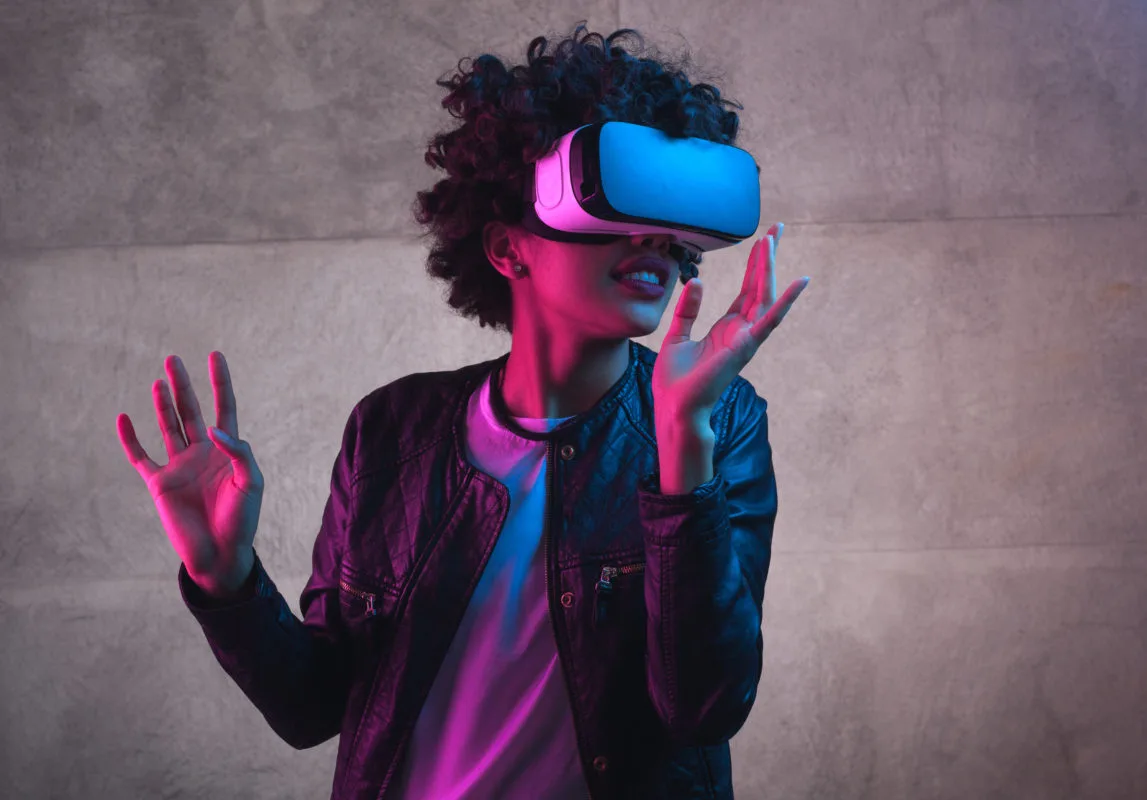 Boy wearing VR Headset