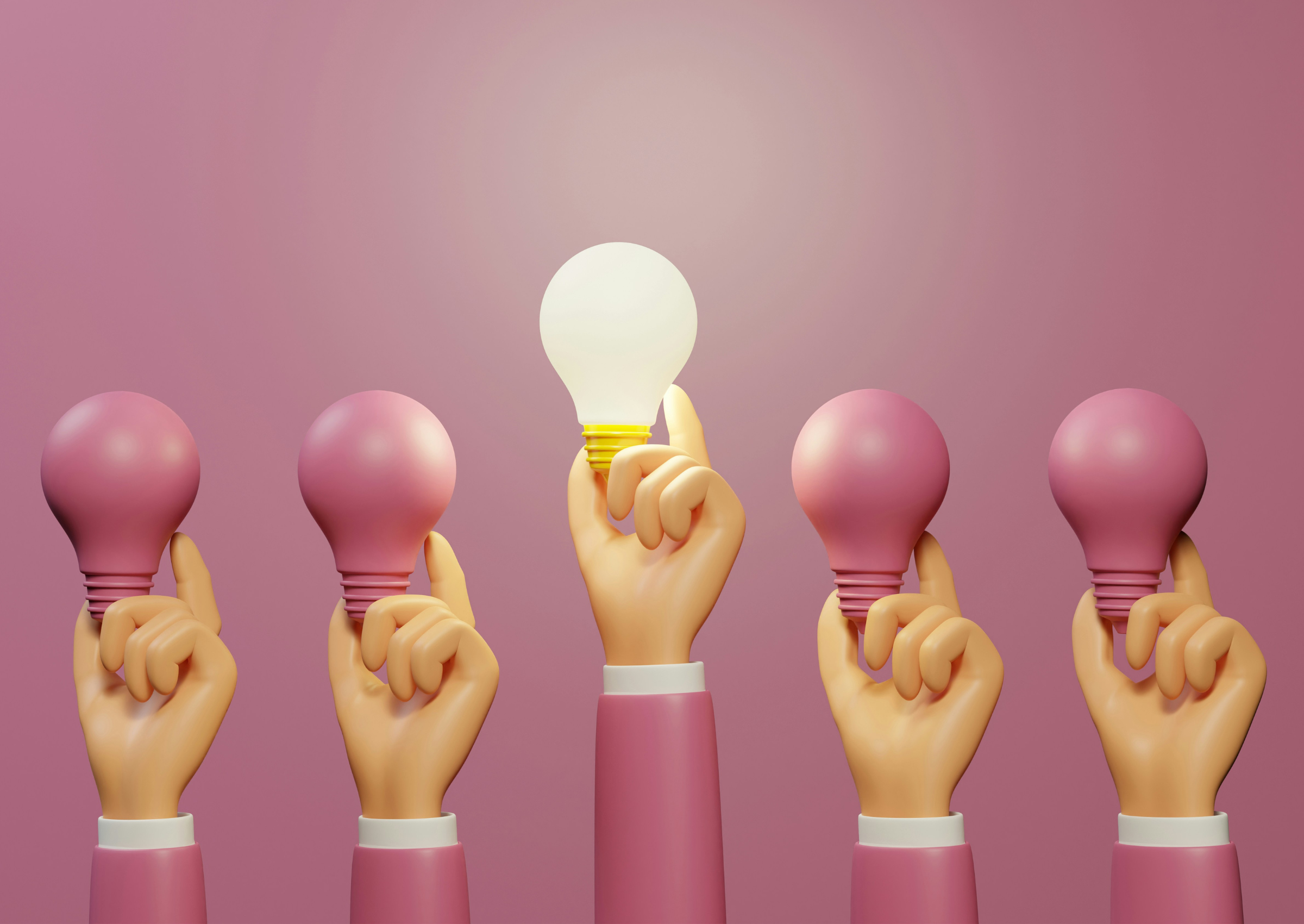 Light bulbs on pink background