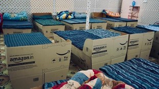 Beds made of Amazon packaging