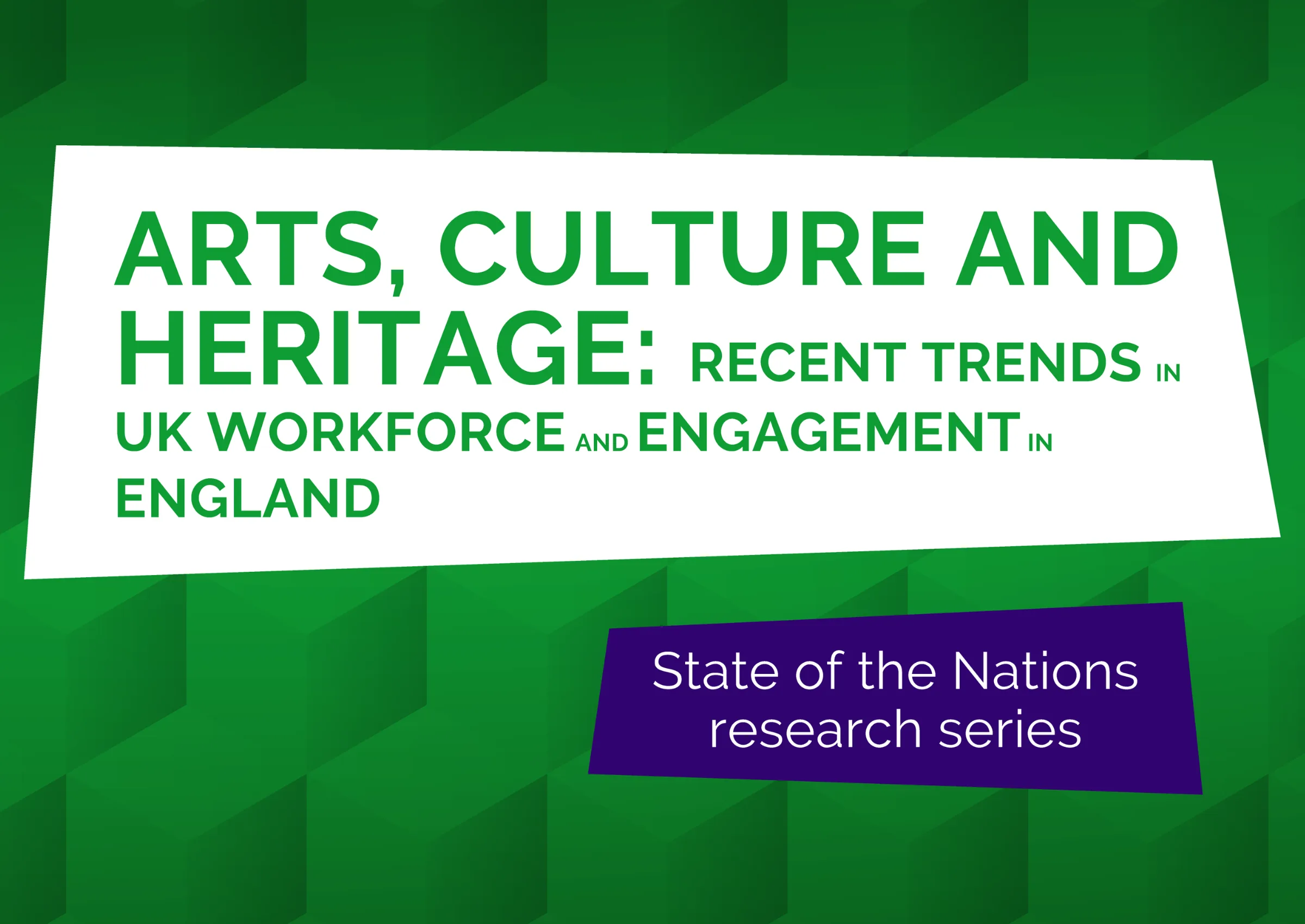 Green title card for Arts Culture Heritage research report