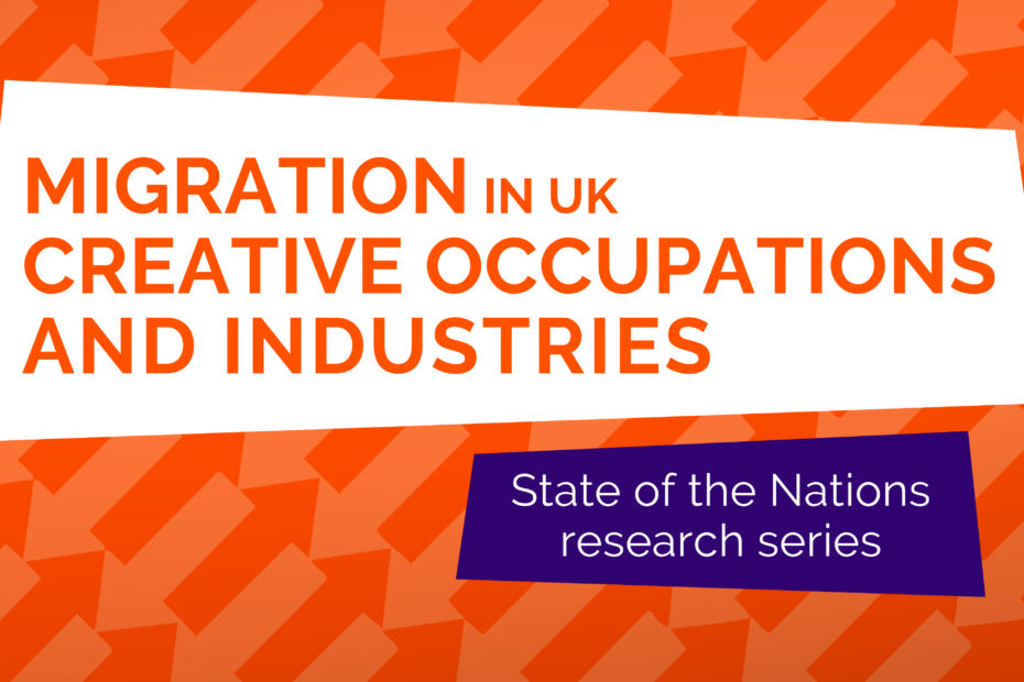 Migration report graphic in orange and white