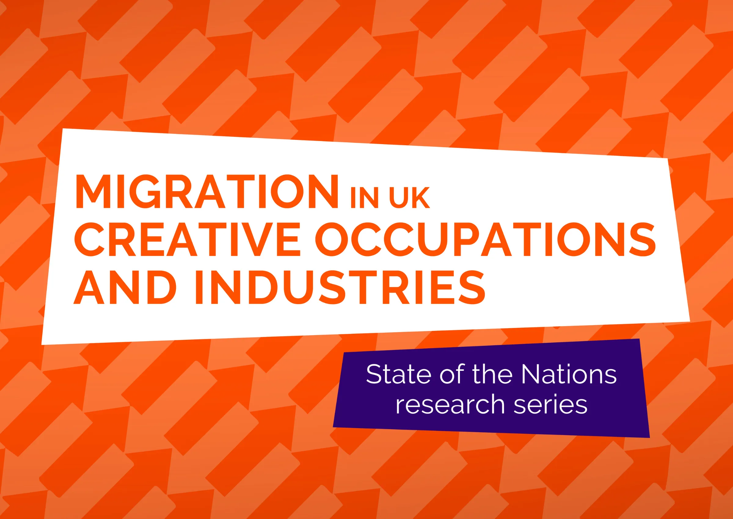 Orange graphic card for Migration research report