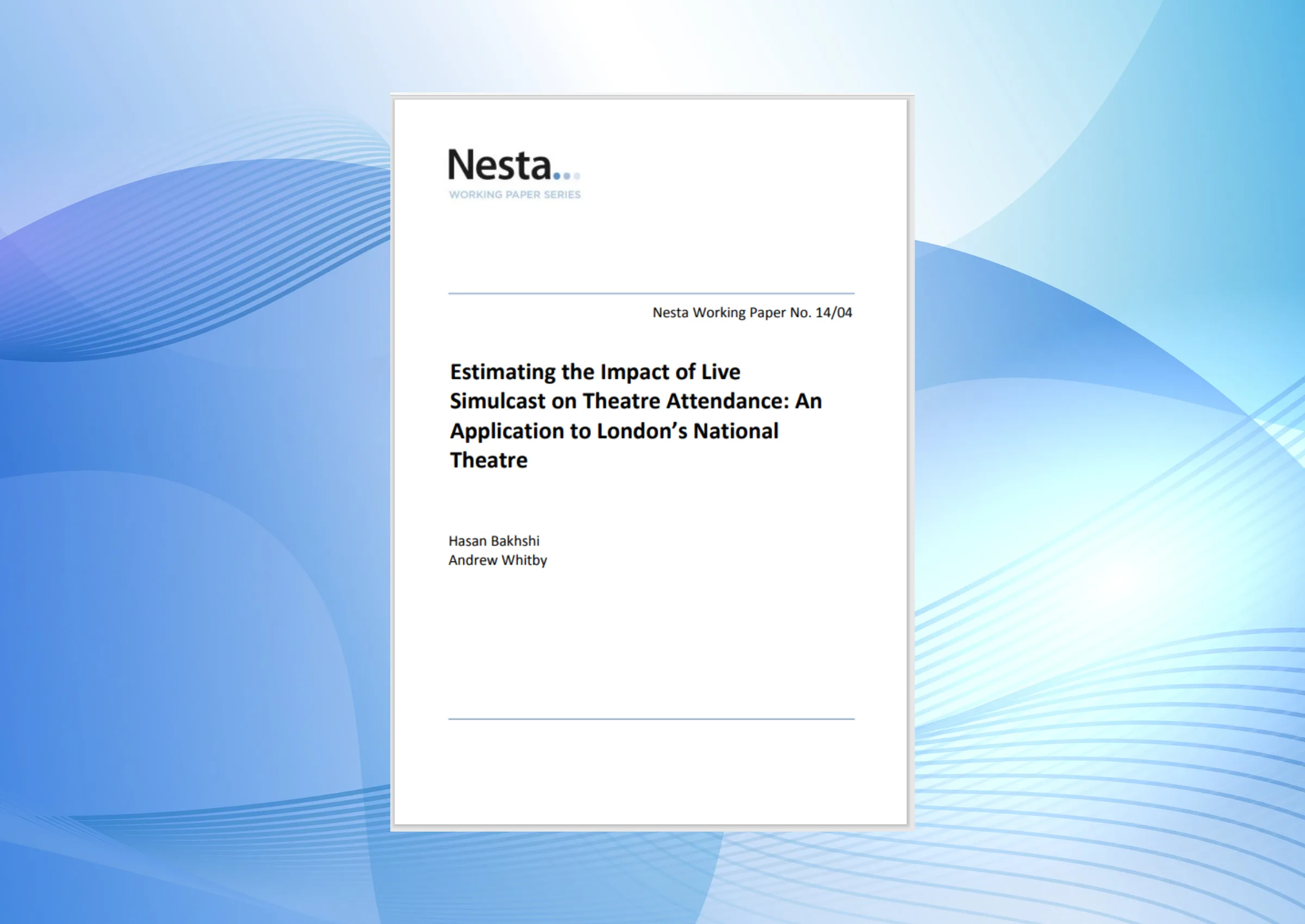 Estimating the Impact of Live Simulcast on Theatre Attendance